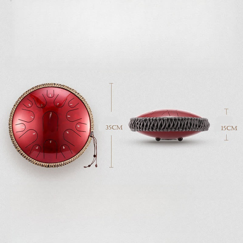 Foviel Steel Tongue Drum Sound Healing Mindfulness Meditation Drum Kit 15 Note 14 Inch Percussion Instrument