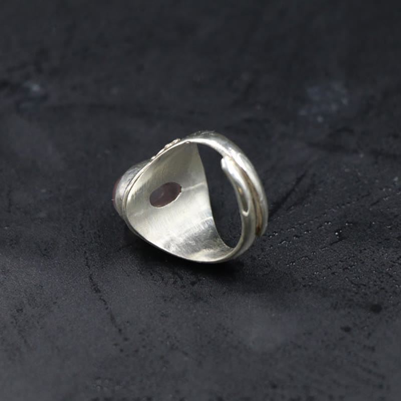 Bague ajustable Foviel en argent sterling 925, faite à la main, en quartz rose naturel, énergie d'amour