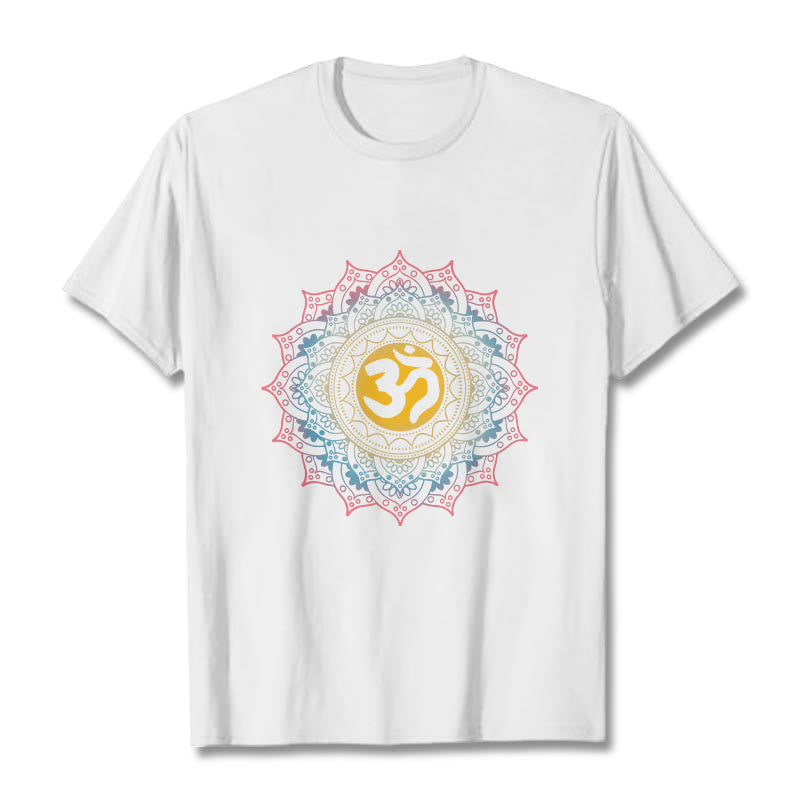 Foviel Color Gradient Mandala OM Pattern Tee T-shirt