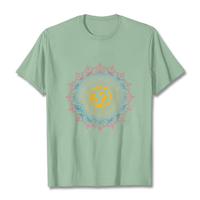 Foviel Color Gradient Mandala OM Pattern Tee T-shirt