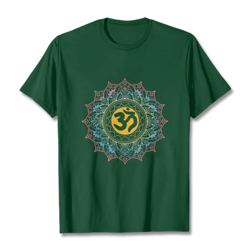 Foviel Color Gradient Mandala OM Pattern Tee T-shirt