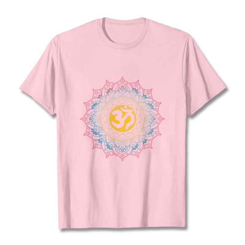 Foviel Color Gradient Mandala OM Pattern Tee T-shirt