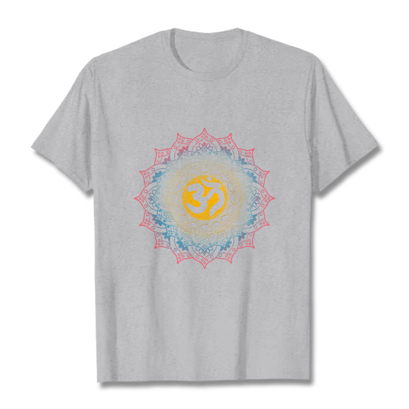 Foviel Color Gradient Mandala OM Pattern Tee T-shirt