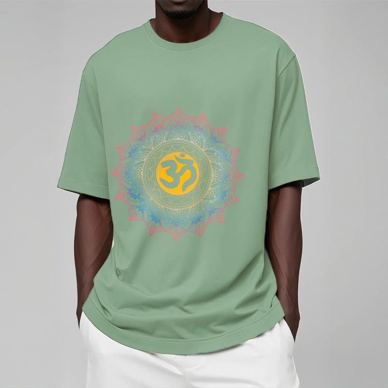Foviel Color Gradient Mandala OM Pattern Tee T-shirt