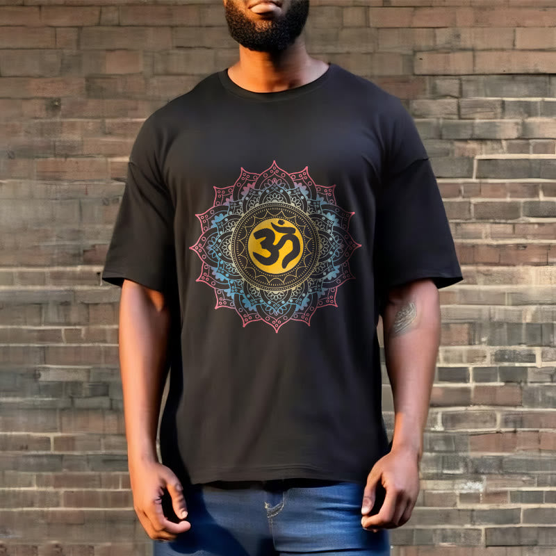 Foviel Color Gradient Mandala OM Pattern Tee T-shirt