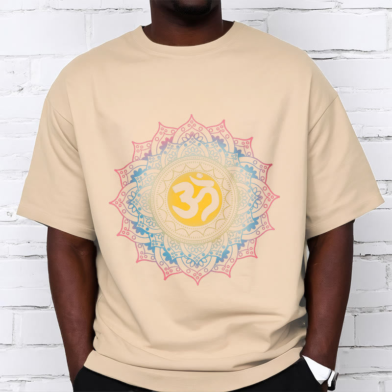 Foviel Color Gradient Mandala OM Pattern Tee T-shirt