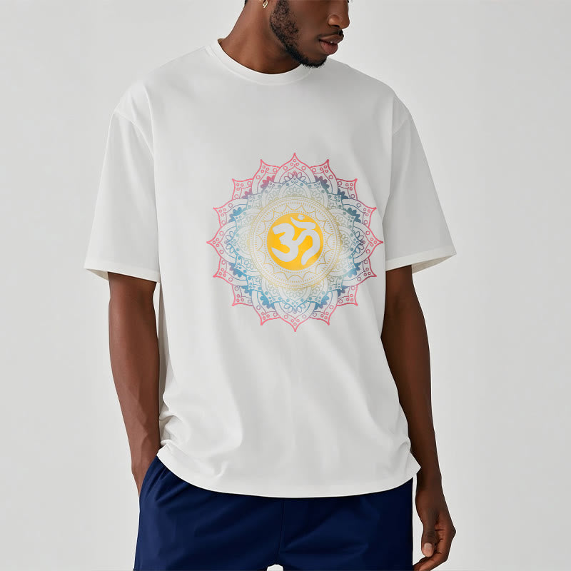 Foviel Color Gradient Mandala OM Pattern Tee T-shirt