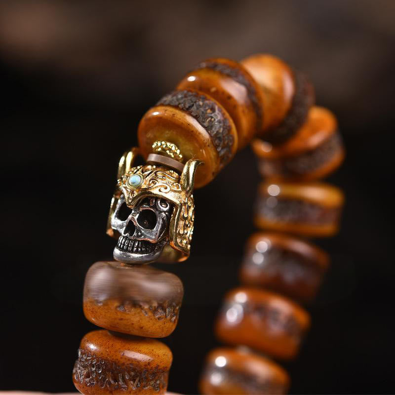 Foviel Vintage Tibetische Knochen Perlen Skull Balance Armband