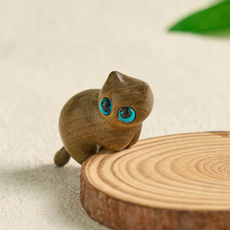 Décoration de bureau apaisante Foviel, petit chat mignon qui s'étire, sculpté