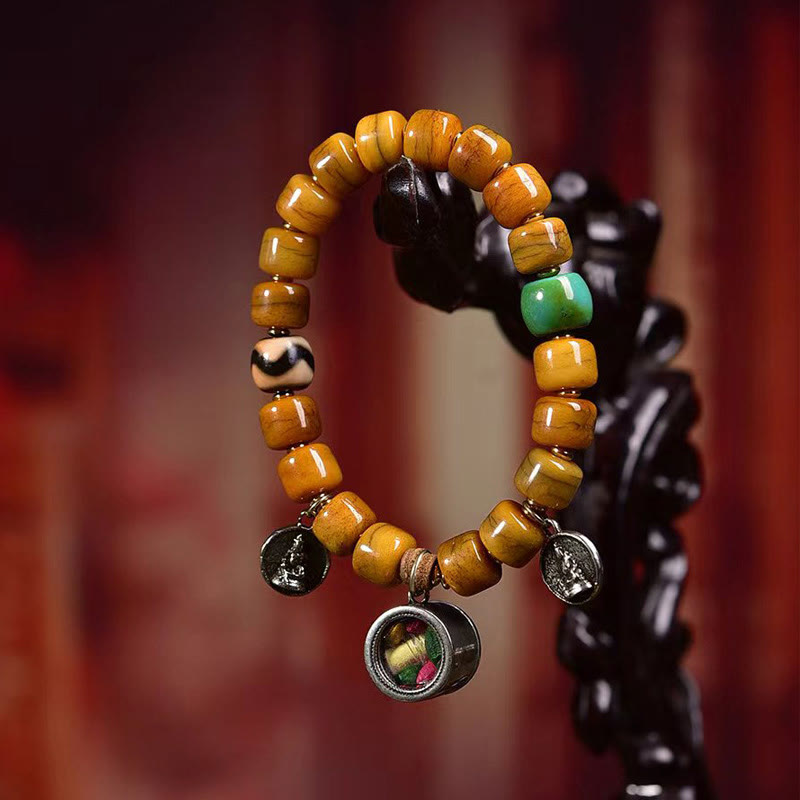 Foviel Vintage Tibetan Bone Beads Dzi Bead Cute Fox Balance Bracelet