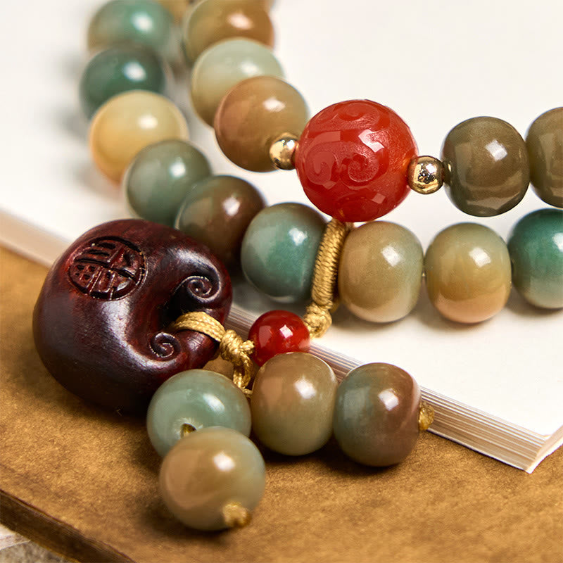 Foviel Colorful Bodhi Seed Harmony Double Wrap Bracelet