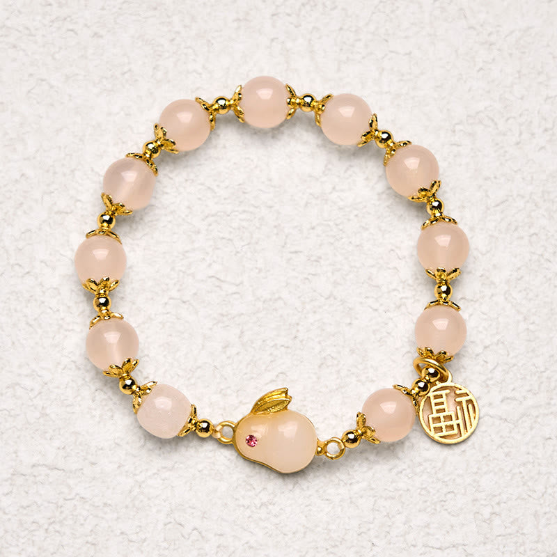 Foviel Rote Achat Chalcedon Kaninchen Fu Charakter Vertrauen Armband