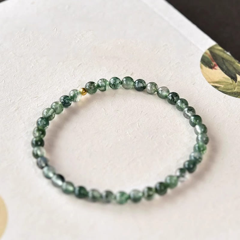 Foviel Moss Achat Glückliche Perlen-Beat Soothing Armband