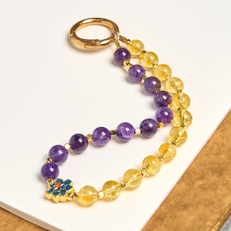 Foviel Natürliche Amethyst Citrin spirituell Schlüsselanhänger Handyanhänger