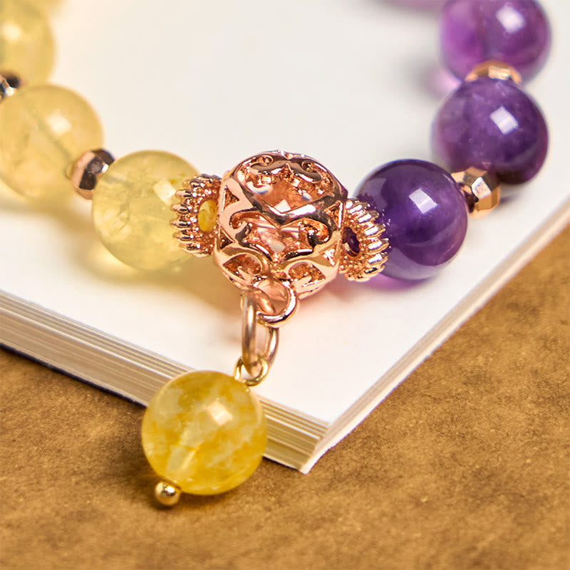Foviel Natürliche Amethyst Citrin Perle spirituell Schlüsselanhänger hängen Dekoration