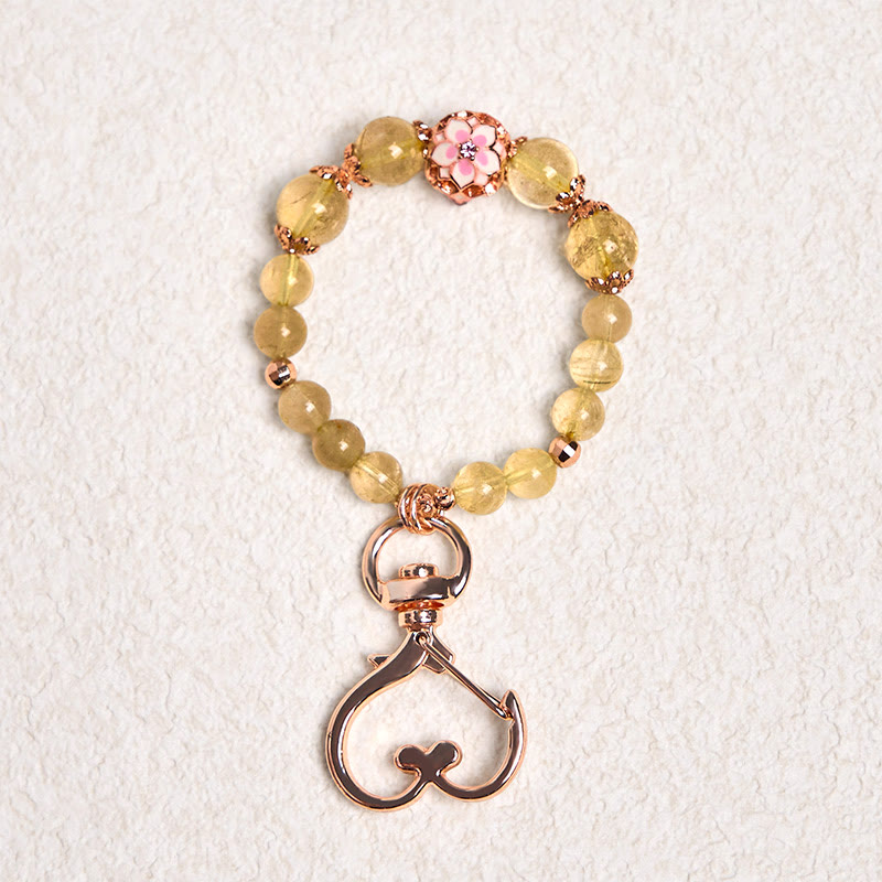 Foviel Golden Rutilated Quartz Wealth Key Chain Hanging Decoration