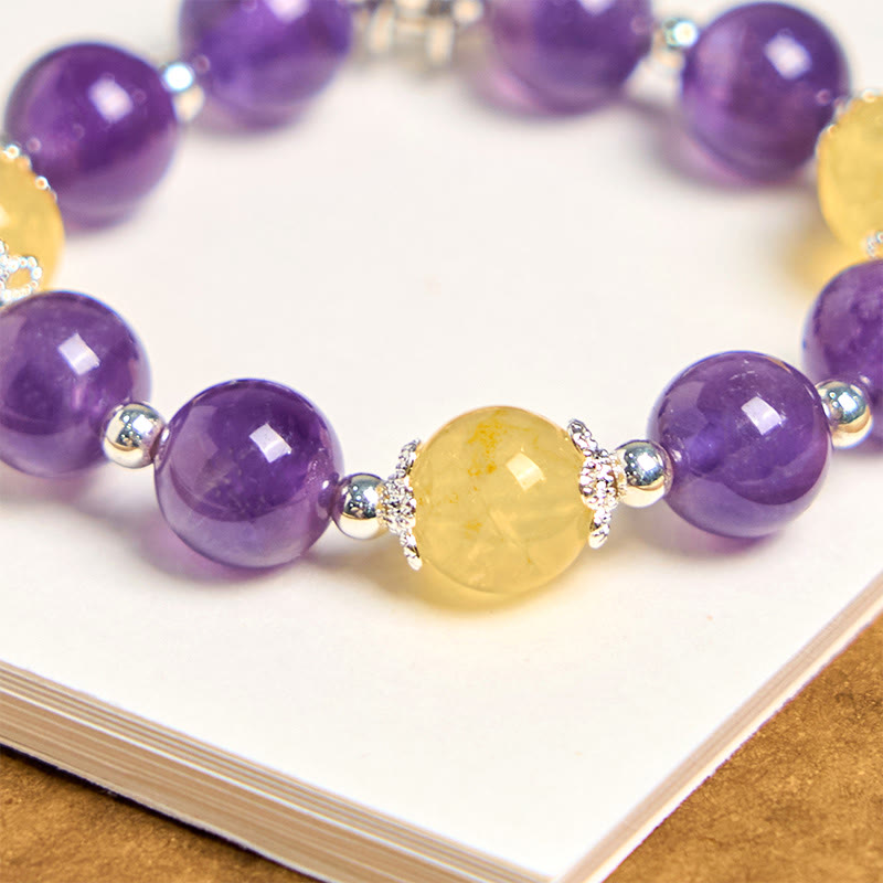 Foviel Natural Amethyst Citrine Positive Key Chain Bag Hanging Decoration