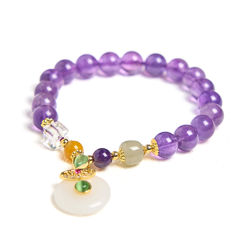 Foviel Natürliche Amethyst Frieden Schnalle Charme Spirituelle Armband