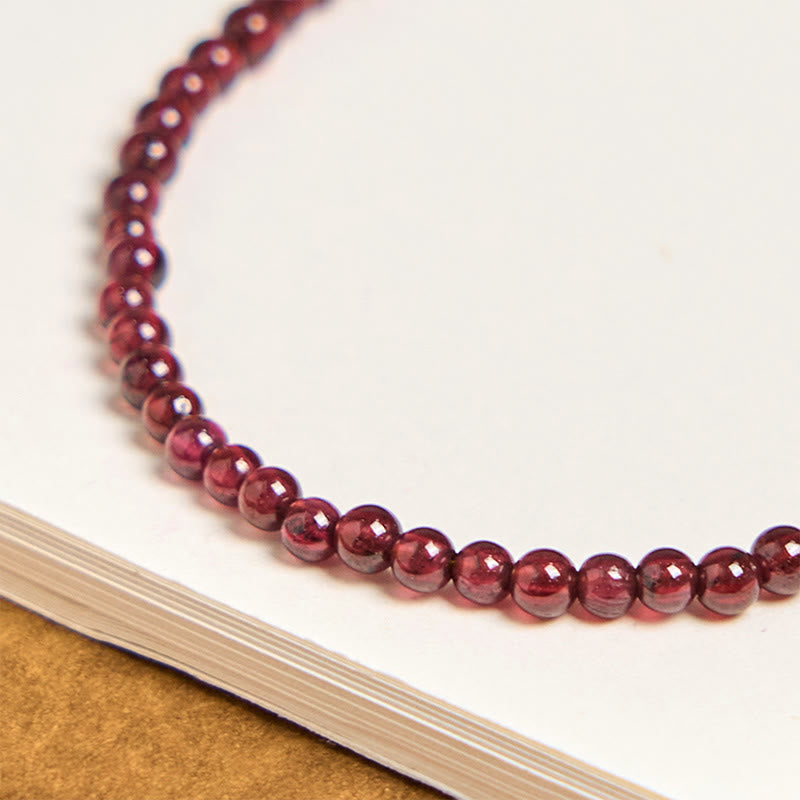 Foviel Natürliche 3mm Granatperlen PiXiu Blume Reinigung Mehrschicht-Armband