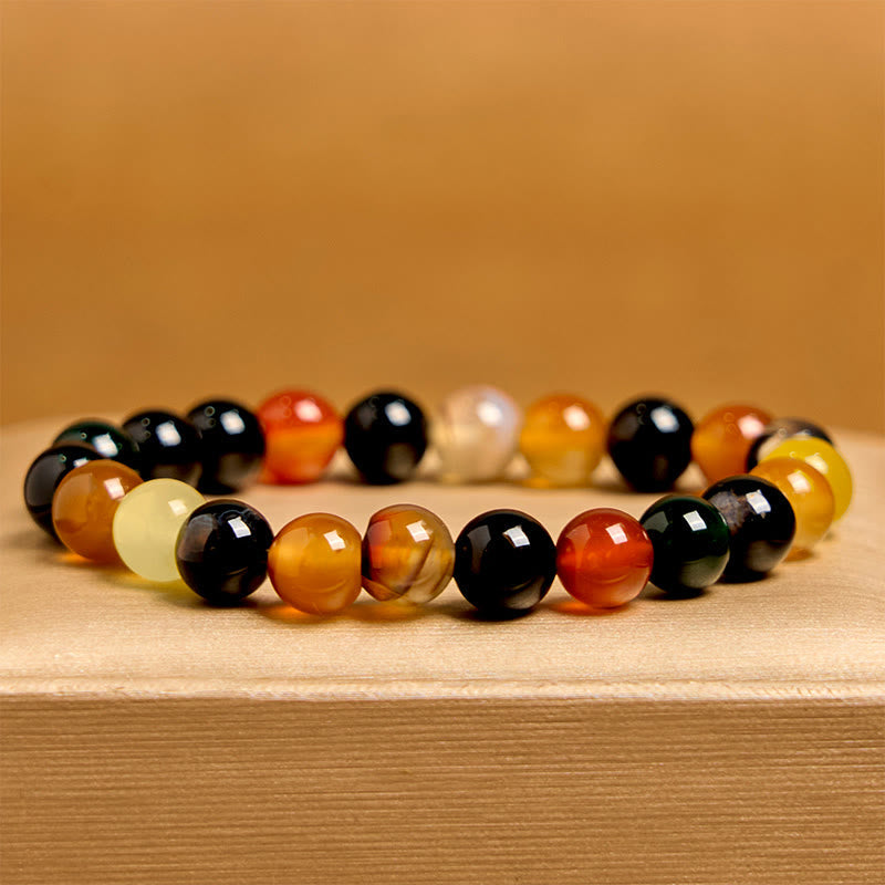 Foviel Natural Colorful Chalcedony Agate Harmony Bracelet