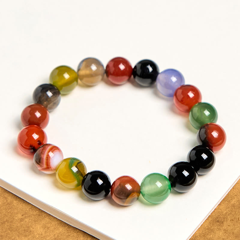 Foviel Natural Colorful Chalcedony Agate Harmony Bracelet