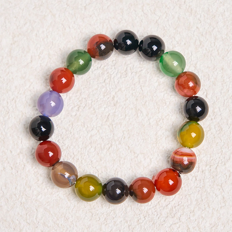 Foviel Natural Colorful Chalcedony Agate Harmony Bracelet