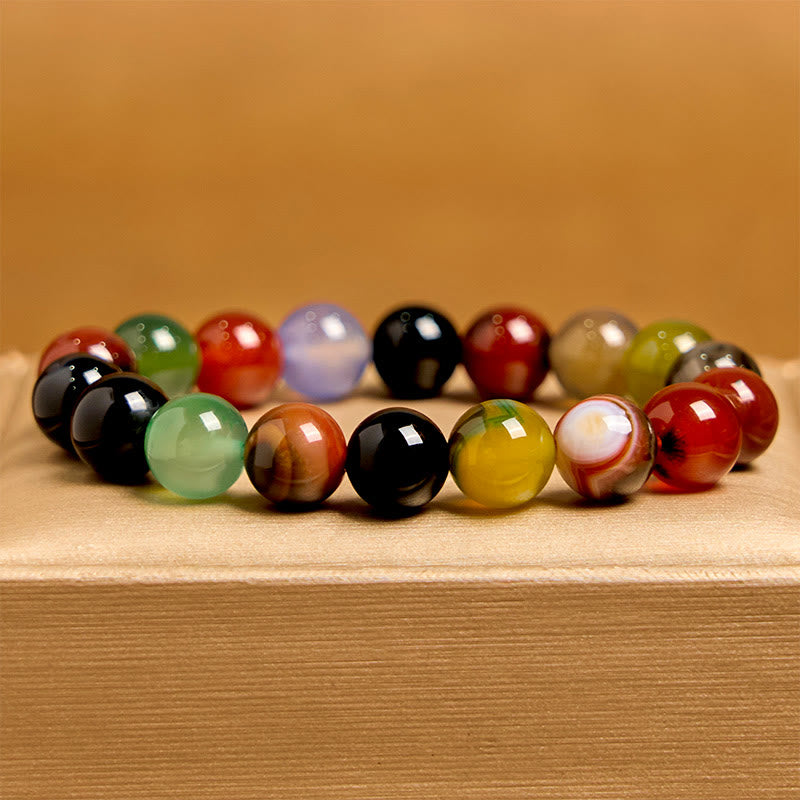 Foviel Natural Colorful Chalcedony Agate Harmony Bracelet
