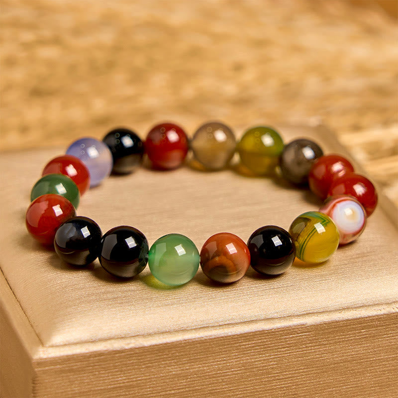 Foviel Natural Colorful Chalcedony Agate Harmony Bracelet