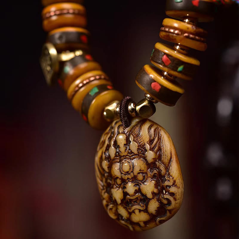 Foviel Tibetan Camel Bone Dice Tassel Protection Bracelet