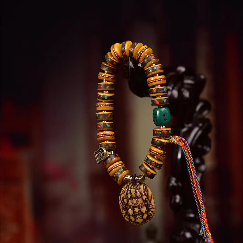 Foviel Tibetan Camel Bone Dice Tassel Protection Bracelet