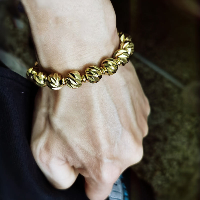 Bracelet Foviel Vintage en cuivre et laiton à motif de sculpture sur couteau vieilli, symbole de richesse