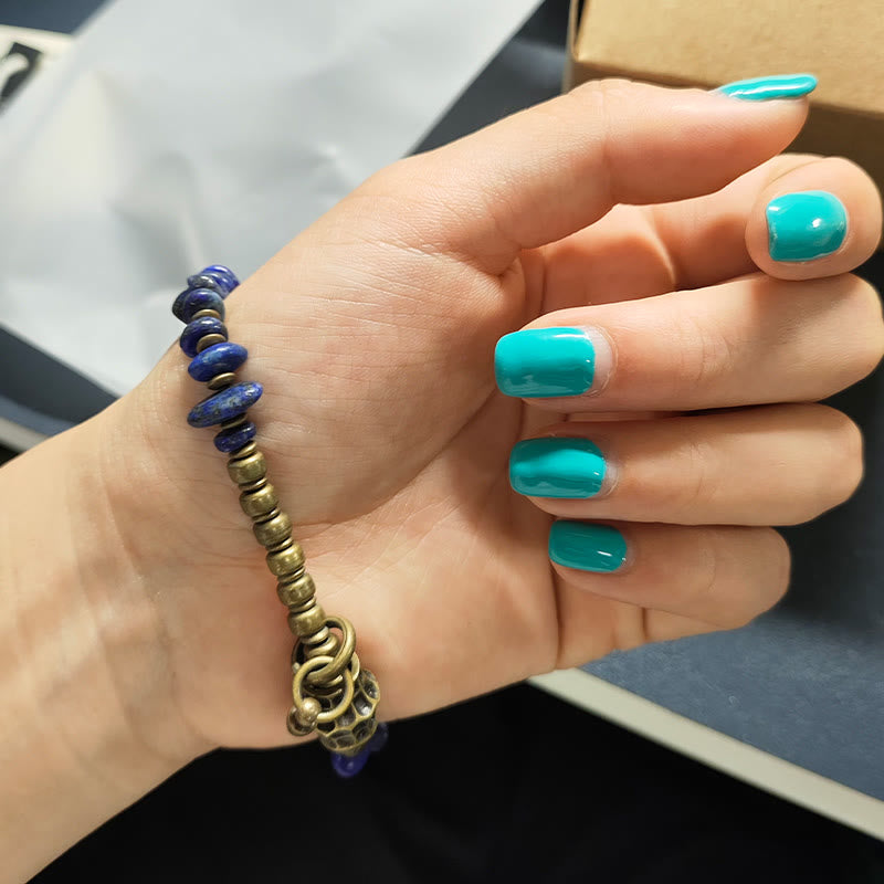 Buddha Stones Vintage Irregular Shape Design Lazurite Positive Bracelet - image 11