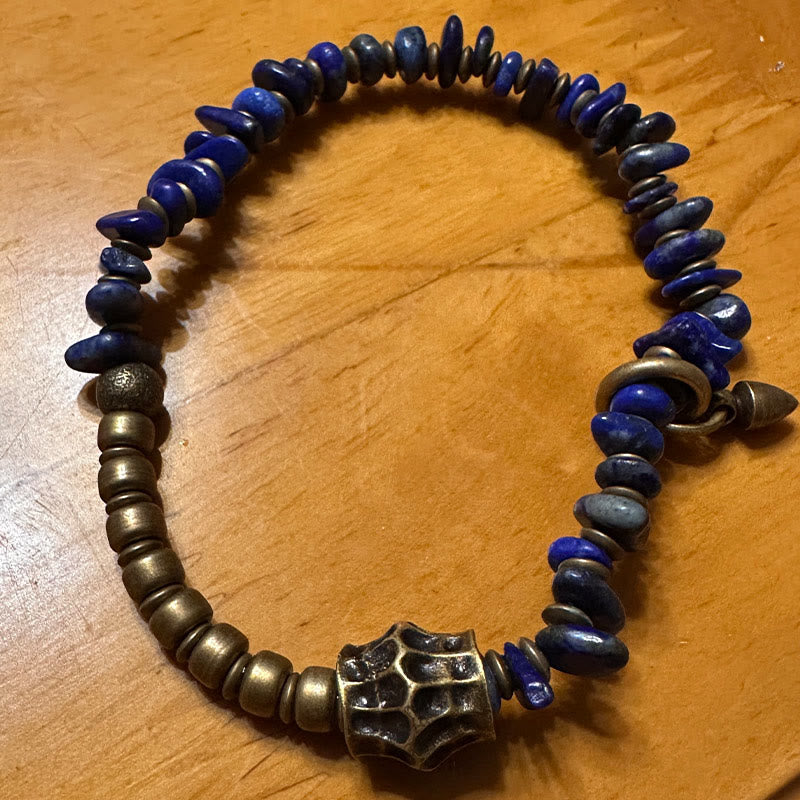 Buddha Stones Vintage Irregular Shape Design Lazurite Positive Bracelet - image 4