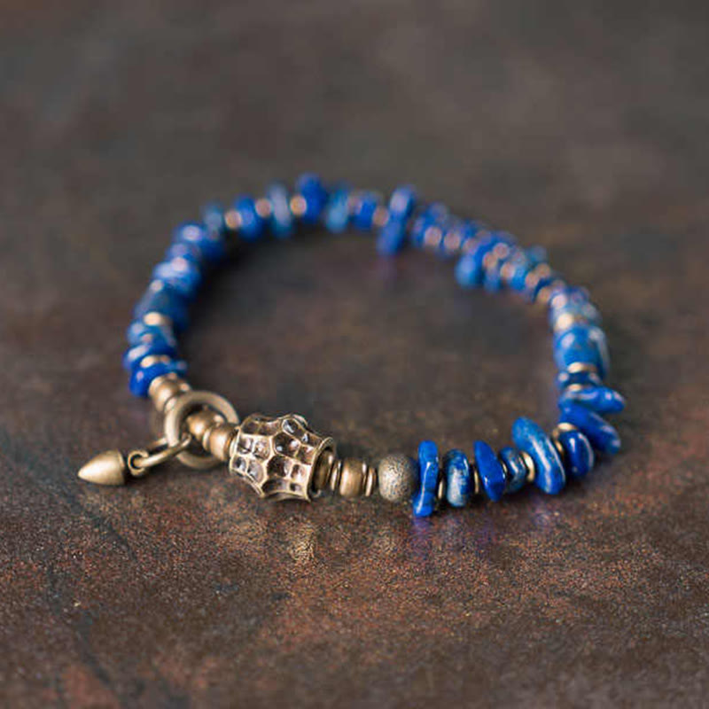 Buddha Stones Vintage Irregular Shape Design Lazurite Positive Bracelet - 6.7-6.9in(17-17.5cm) - image 0