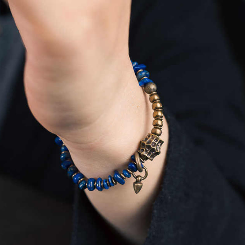 Buddha Stones Vintage Irregular Shape Design Lazurite Positive Bracelet - image 8