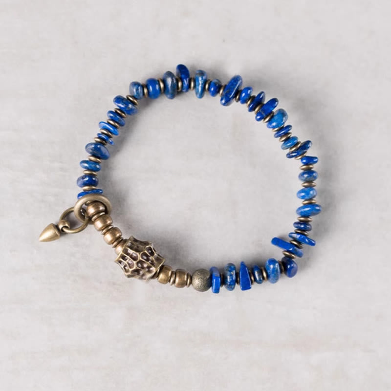 Buddha Stones Vintage Irregular Shape Design Lazurite Positive Bracelet - image 3