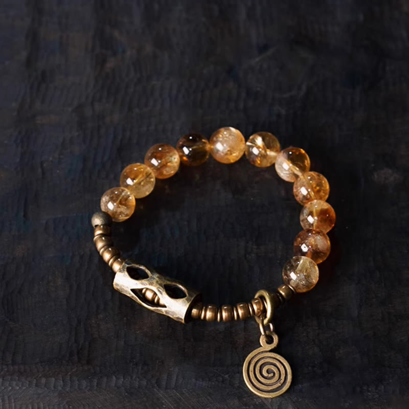 Foviel Täglich Retro 10mm Citrin Perlen Schutz Armband