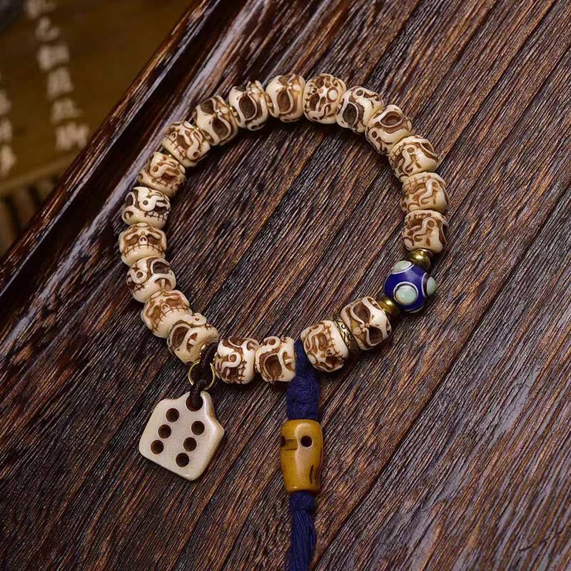 Foviel Tibetan Camel Bone Garuda Carved Protection Tassel Bracelet