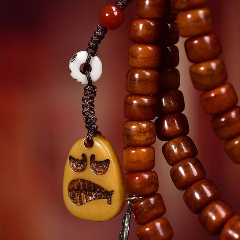 Mala de force Foviel Tibet 108 perles en os avec perle Dzi