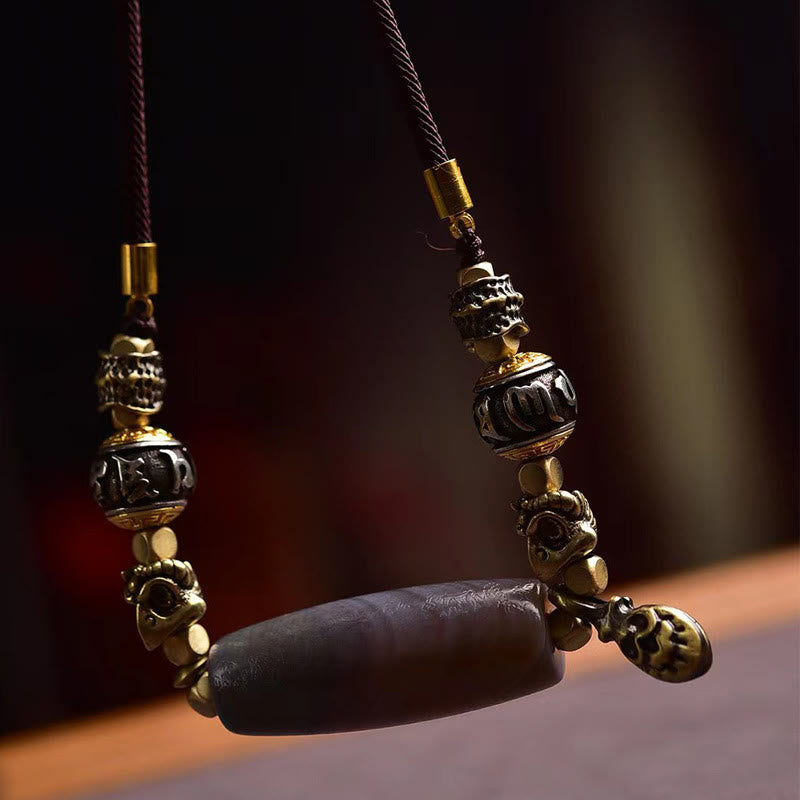 Foviel Tibet Dzi Bead Om Mani Padme Hum Protection Necklace Pendant