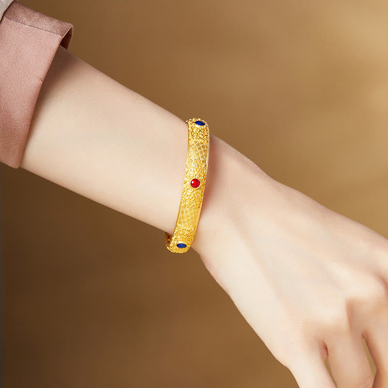 Foviel 925 Sterling Silber Goldene auffällige Wolken Hollow Design Schutz Armband Armreif 2.20 IN (56 MM)