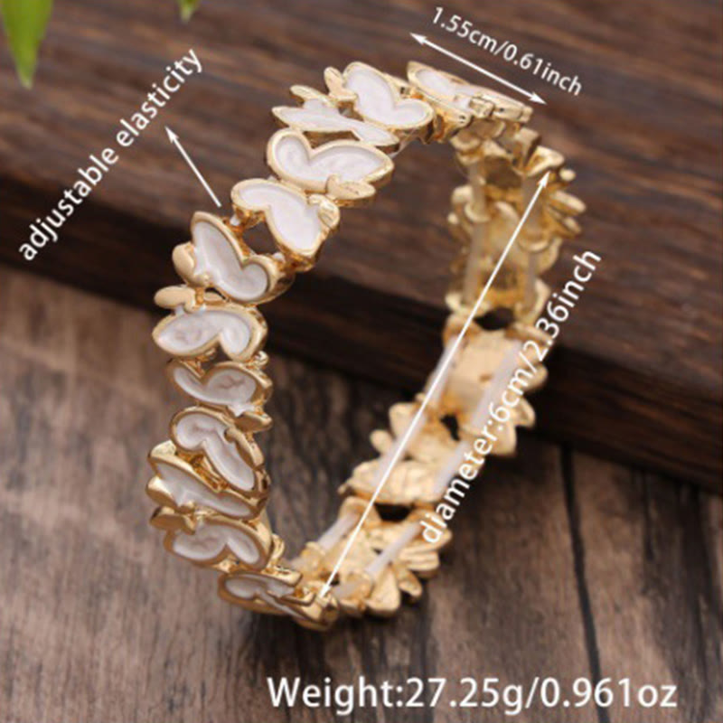 Foviel Colorful Butterfly Freedom Alloy Elastic Bracelet Bangle