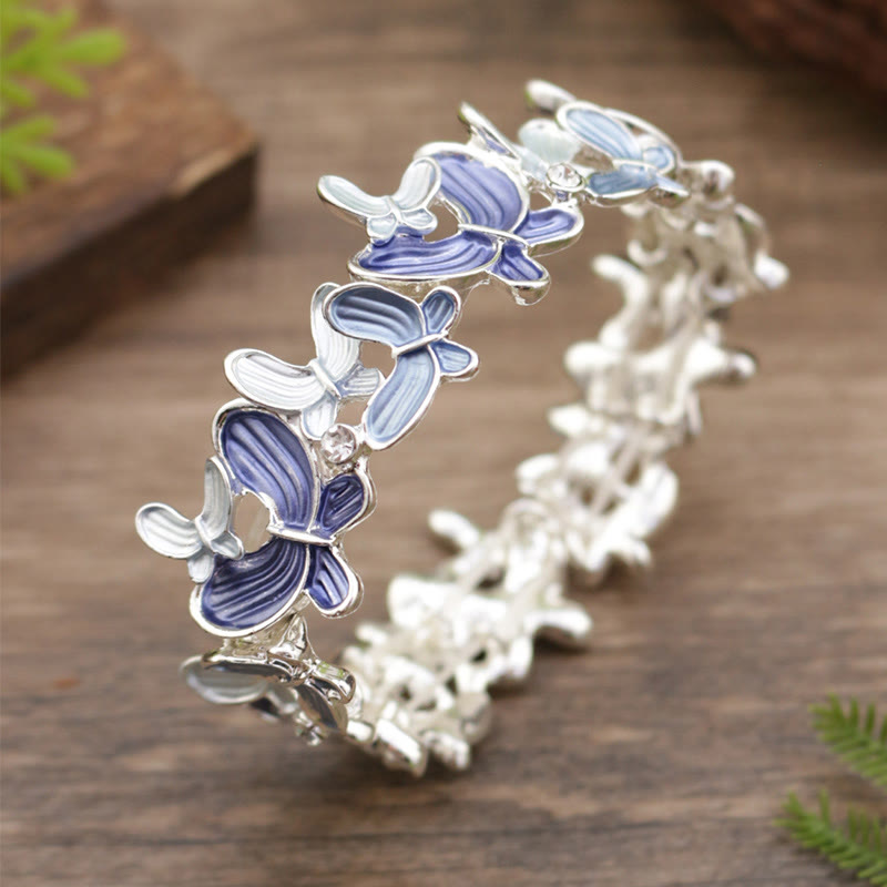Foviel Colorful Butterfly Love Alloy Elastic Bracelet Bangle