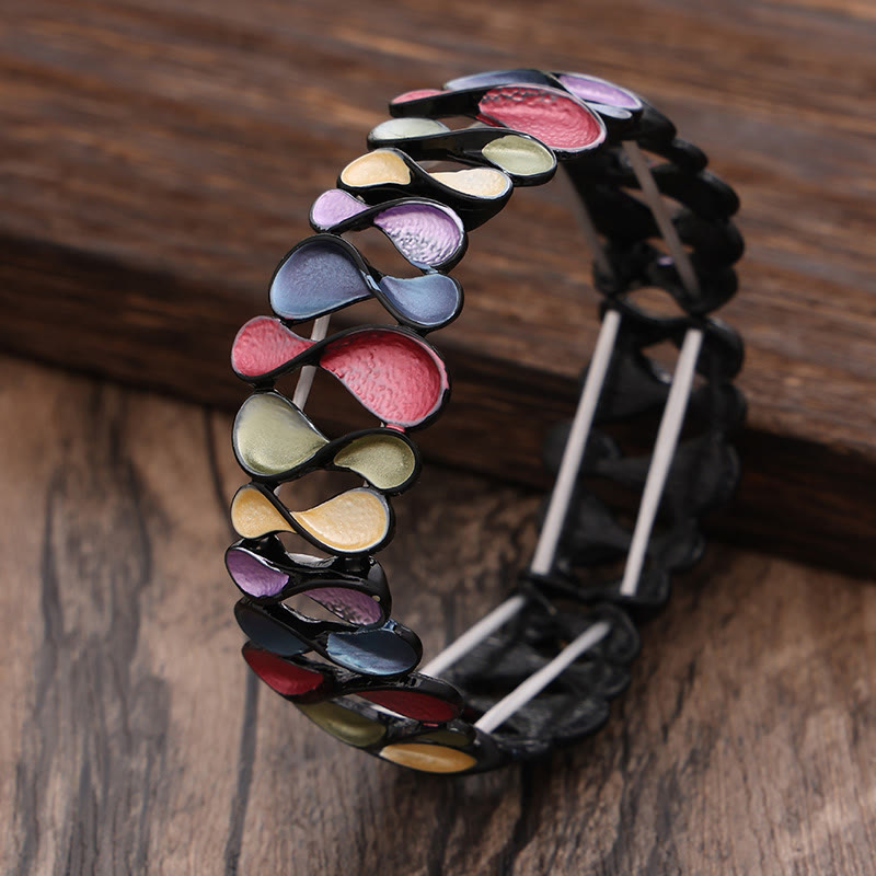 Foviel Colorful Geometric Hollow 8-shaped Alloy Healing Elastic Bracelet Bangle