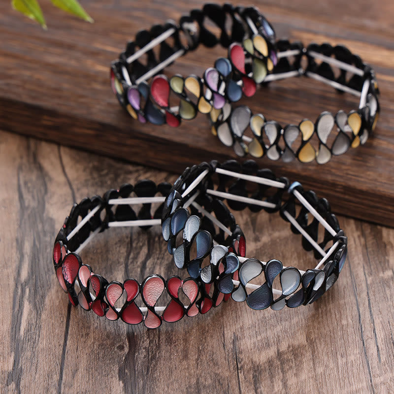 Foviel Colorful Geometric Hollow 8-shaped Alloy Healing Elastic Bracelet Bangle