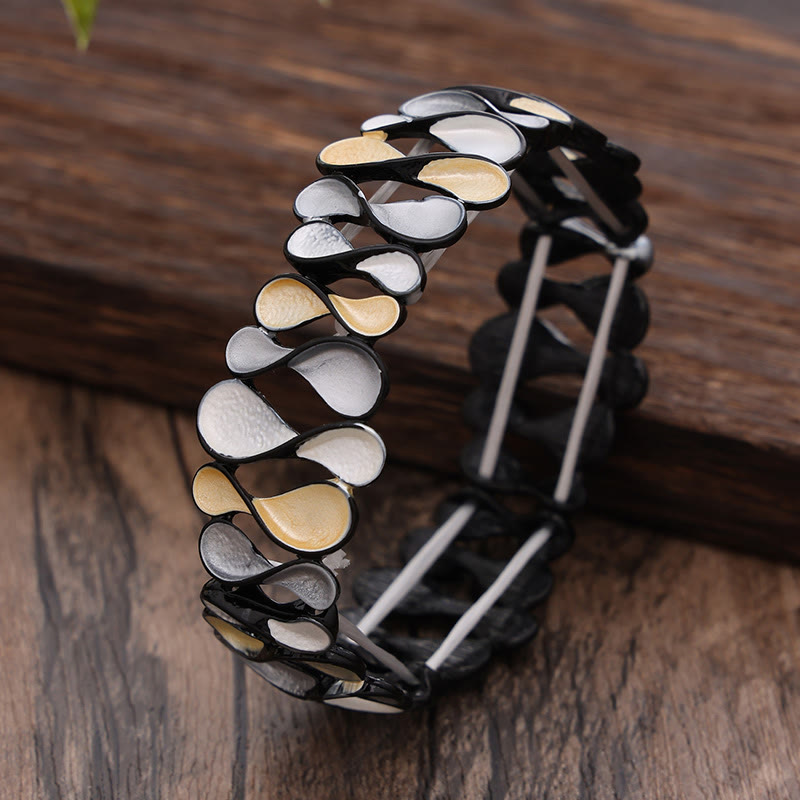 Foviel Colorful Geometric Hollow 8-shaped Alloy Healing Elastic Bracelet Bangle