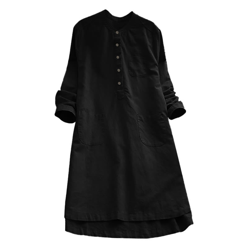 Buddha Stones Solid Buttons Long Sleeve Women's Shirt With Pockets - image 13