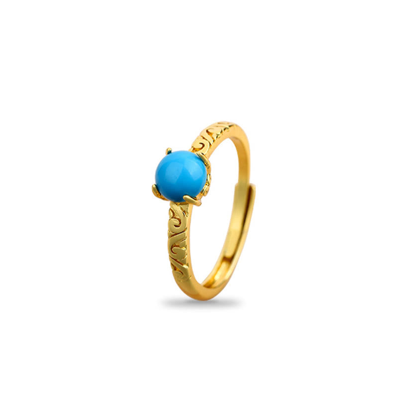Foviel Simple Design Turquoise Protection Copper Adjustable Ring