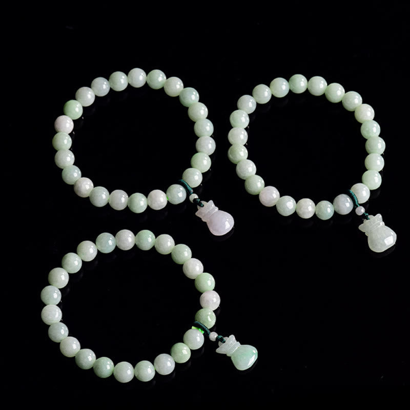 Foviel Natural Jade Money Bag Charm Luck Bracelet