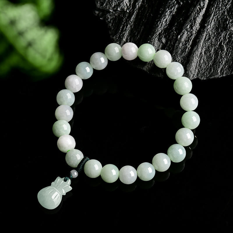 Foviel Natural Jade Money Bag Charm Luck Bracelet